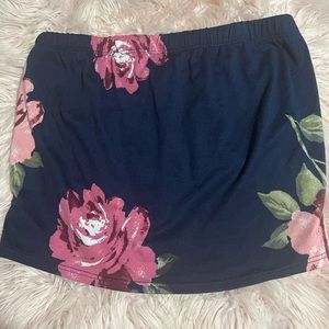 Pretty Floral Strapless Summer Crop Top